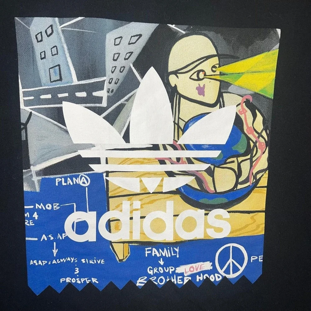 adidas x Trap Lord A$AP Ferg SAMPLE Shirt Mens Sz L Black‎ 2-Sided Skateboard